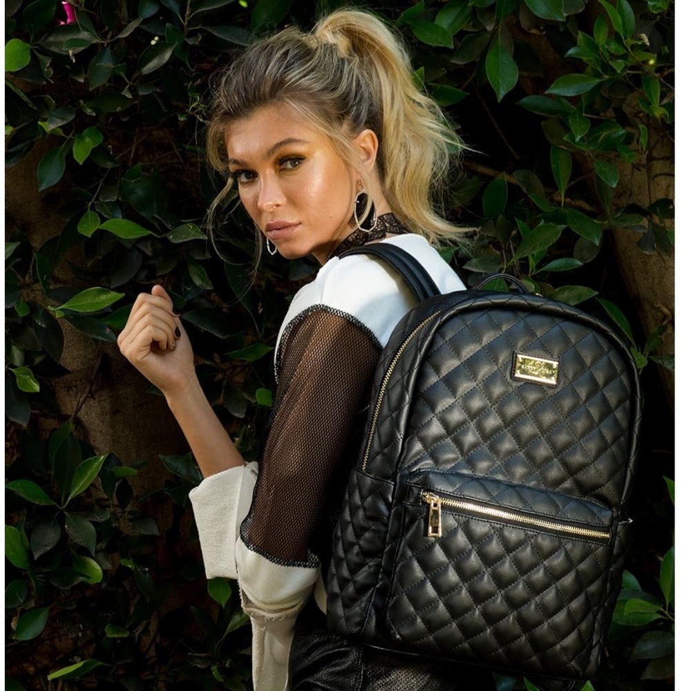 NWT Sandy Lisa St. Tropez faux Leather Black Backpack